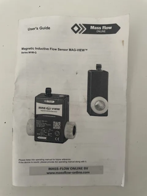 Original Mass Flow Online MAG-VIEW MVM-Q user's guide recorded with this stock