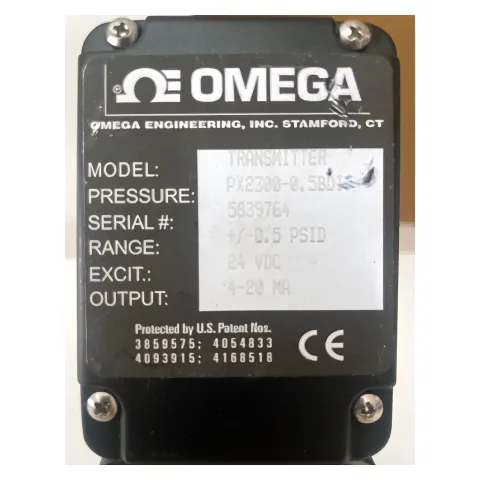 OMEGA PX2300-0.5BDI ratings label, serial 5839764