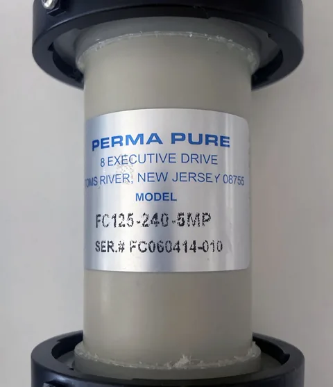 Perma Pure nameplate showing FC125-240-5MP and serial FC060414-010