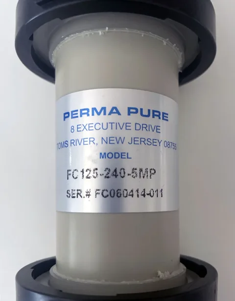 Perma Pure nameplate showing FC125-240-5MP and serial FC060414-011